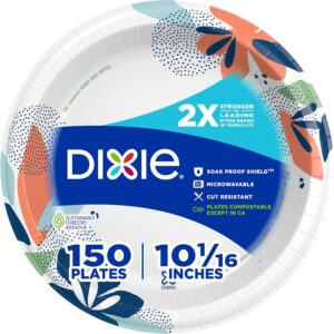 Dixie Large Paper Plates,Microwave-Safe, Soak-Proof, Cut Resistant, Disposable Plates For Everyday Breakfast, Lunch, & Dinner Meals